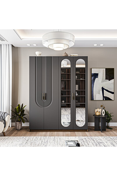 Velmo‏‎ Aspen 4 Kapaklı Gardırop (Antrasit)