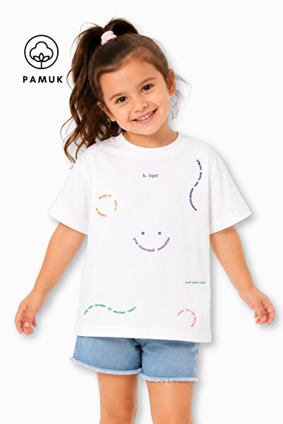 difa kids Tricou de vară pentru fete, cu mânecă scurtă, cu imprimeu slogan