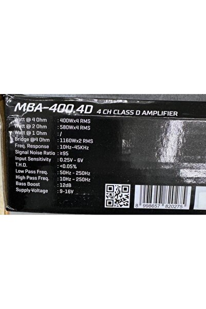 MOBASS MBA-400.4D RMS POWER @4 OHM 400Wx4CHRMS PROFESYONEL OTO ANFİ