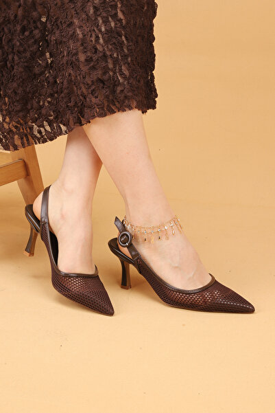 Nilsa Shoes حذاء نسائي بكعب رفيع بتصميم خاص ومزين بالدانتيل، حذاء سهرة بكعب عالٍ