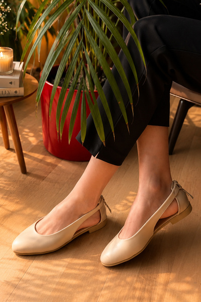 RENKLİBUTİK Open Sided Ballerina Sandals with Ribbon on the Back