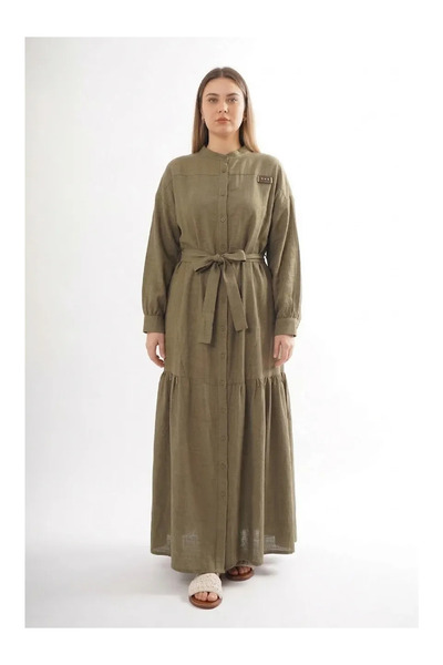 Ceremony Hakim Yaka Linen Long Dress