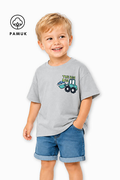 difa kids Tricou pentru băieți, cu mânecă scurtă, cu imprimeu tractor, de vară