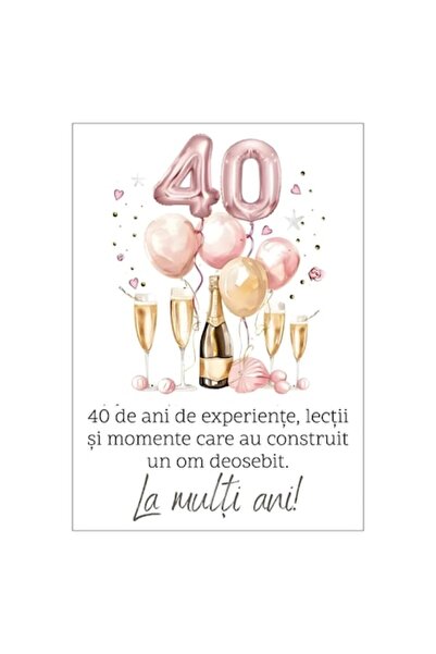 OEM Felicitare aniversară 40 ani, 13x18 cm cu plic, carton