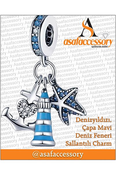 asaf Sea Star, Lighthouse Anchor Blue Dangle Charm |   Asafaccessory