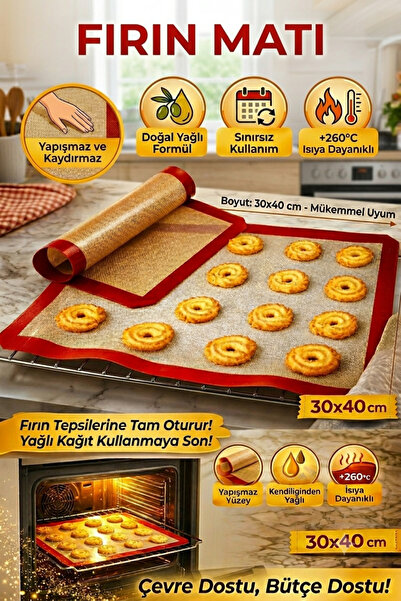 UCR HOME 30x40 Fırınlanabilir Yıkanabilir Kendinden Yağlı Silikon Pişirme Ve ...