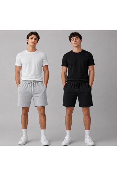 GERLAY 2 Pieces of Shorts Black and Gray
