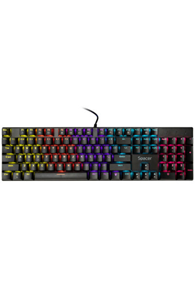 Spacer Tastatură mecanică Gladiator, switch-uri roșii, RGB, 104 taste, Negru