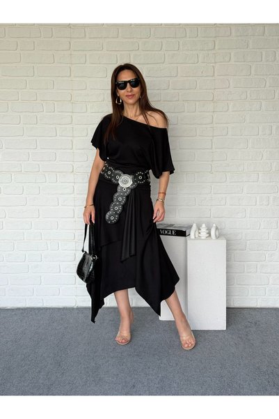 Goncalya Asymmetrical Skirted Modal Suit