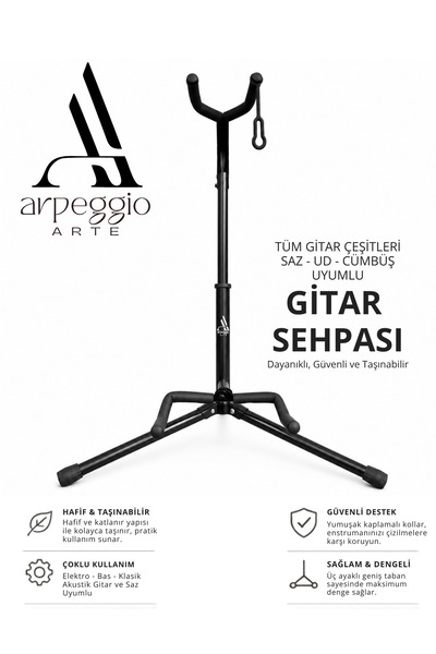 arpeggio ARTE Guitar Stand - Foldable Electric Acoustic Classical Bass Guitar...