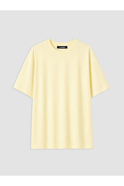 LC Waikiki Yellow Plus Size 100% Cotton Women's T-Shirt