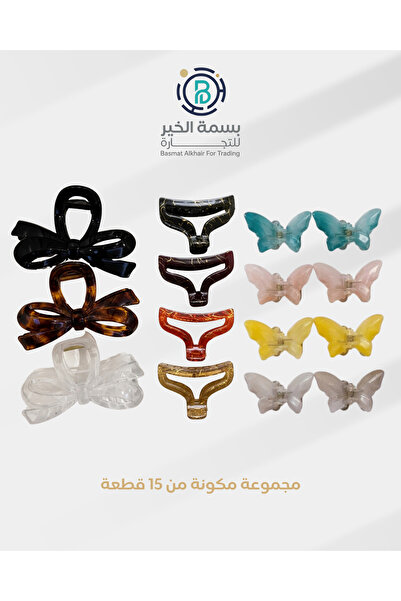 LOZAN مجموعة مشابك شعر 15 قطعة متعدد الأشكال والألوان