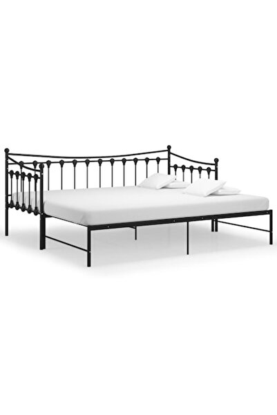 vidaxl Cadru extensibil pentru canapea pat, Negru, 90x200 cm, Metal, 23,3 kg