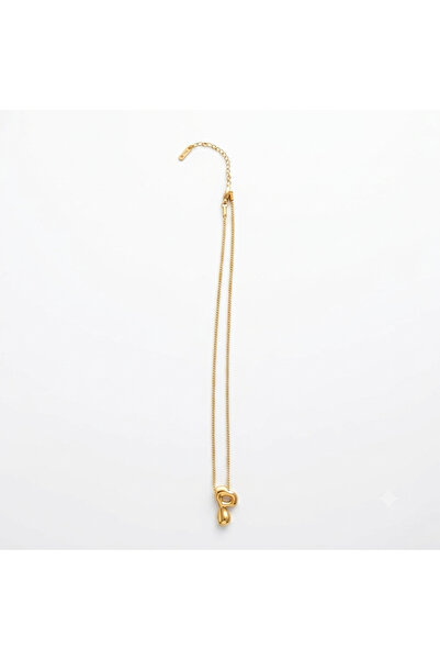 Otto Common Gold Color Stainless Steel Initial Necklace for Women Girls Chunk...