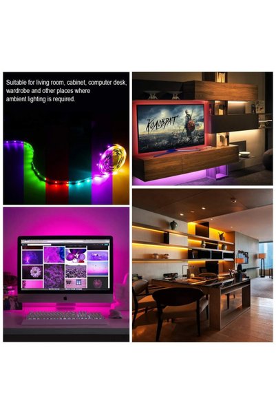 RGBIC Kit bandă LED 5050 RGBIC, WIFI, Apple HomeKit, Google Home, IP20 Interior, Control prin aplicația Tuya, Telecomandă cu 24 de taste, RGBIC, 5 metri 60 LED-uri/m, Schimbare culori în ritmul muzicii