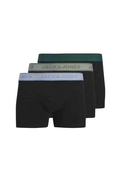 Jack & Jones جاك جونز جاك ويسلي سوليد ترانكس 3 قطع بوكسر أسود للرجال 12291496-02