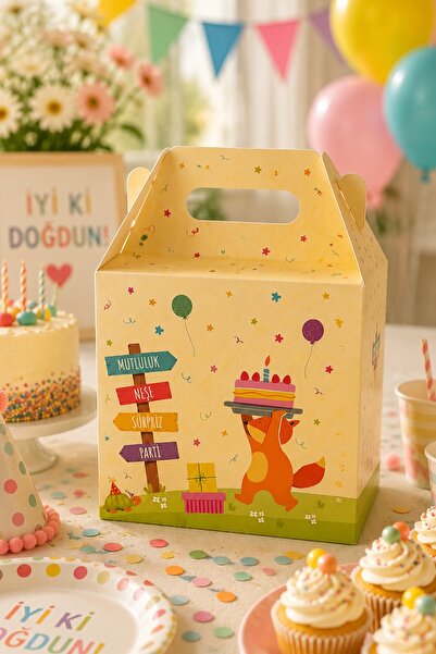 MSticker 5'li Doğum Günü Hediye Kutusu Seti 10x13 cm | Çocuk Parti Kutusu | Şekerleme ve Hediyelik Kutu