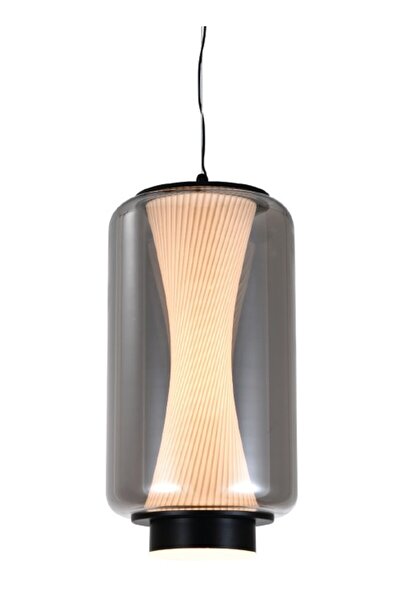InLight Κρεμαστό φωτιστικό LED από μαύρο μέταλλο και φιμέ γυαλί, 18x36εκ., 37...