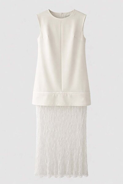 Jusenmia Ecru lace yarn dress
