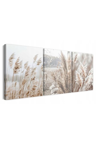 Naklejkomania Tablou modern pentru living, tablou triptic pe panza Iarba de p...