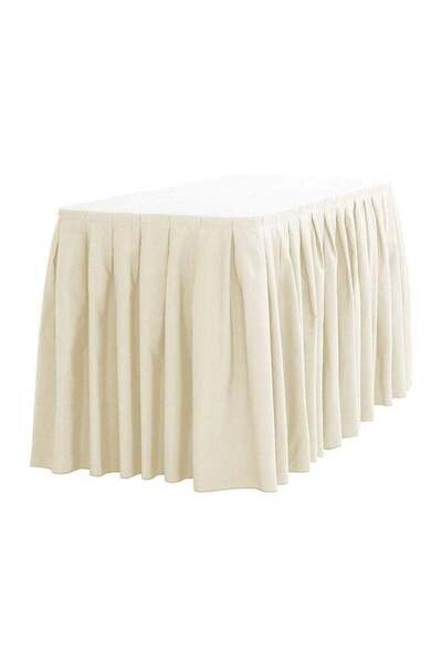 Yongsheng Pleat Solid Pattern Table Cloth Ivory 150*60+75cm，Ivory Polyester T...
