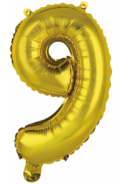 AMSCAN Balon folie mini numărul 9 aur 29x40cm 9909687