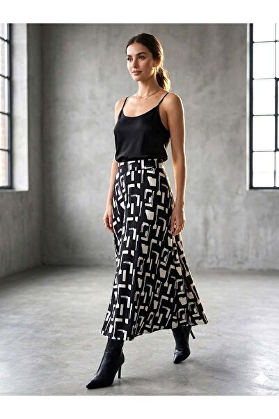 Raneel Kazançlı Alışveriş Women's Seasonal Patterned Skirt with Thick Waist B...