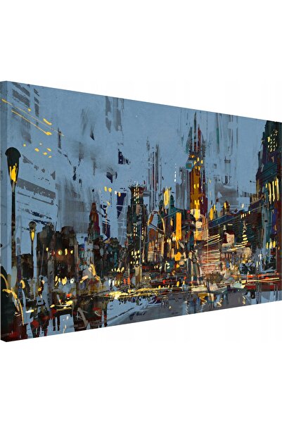 Naklejkomania Tablou pe panza, Oras noaptea, 120 x 80 cm, Cu rama, Imprimare ...
