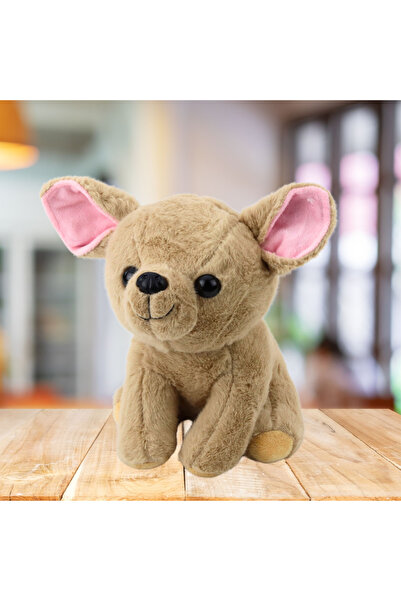 LeanToys Mascotă de pluș, jucărie moale, câine mic Chihuahua, bej, 22cm