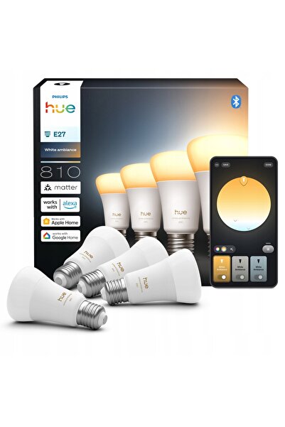 Philips Hue Bec LED inteligent White Ambiance A60 E27 810 lm 4 bucăți