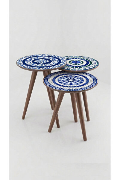 Ho:27 Blued Dekoratif Zigon Sehpa Seti
