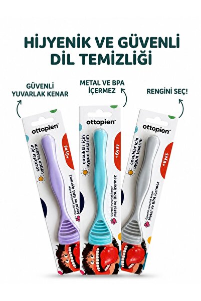 ottopien Dil Temizleyici aile seti 3’lü set| Çocuk ve Yetişkinler İçin Dil Te...