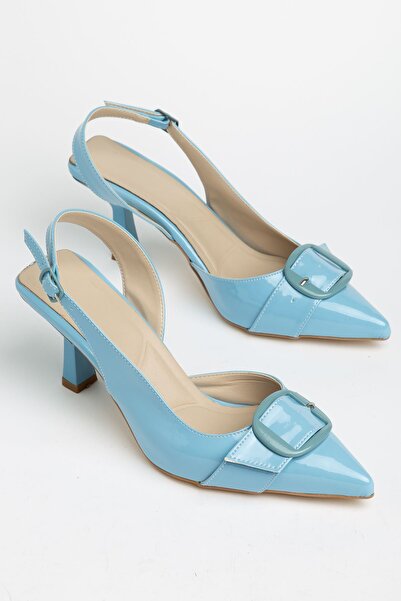 Hayalimdeki Ayakkabı Mira Women's Blue Patent Leather Buckle Detailed Thin He...