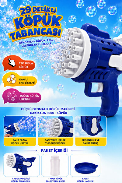 Happyland Lacivert Beyaz Köpük Tabancası, 29 Delikli Çoklu Köpük Atan Tabanca...