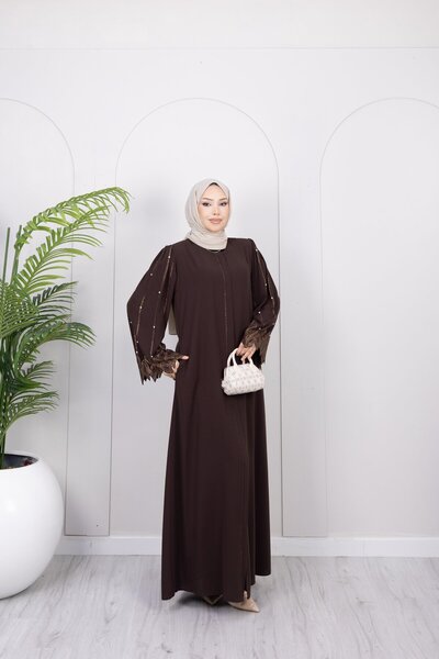 Dayfabric Taşlı Abaya | Kahve