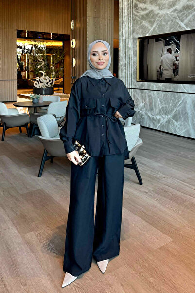 İmajButik Black Shirt and Pants Modal Suit