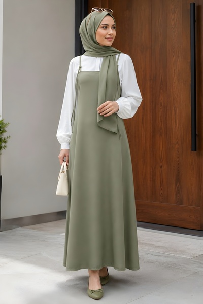 İmajButik Rochie Gilet cu bretele din țesătură Çağla