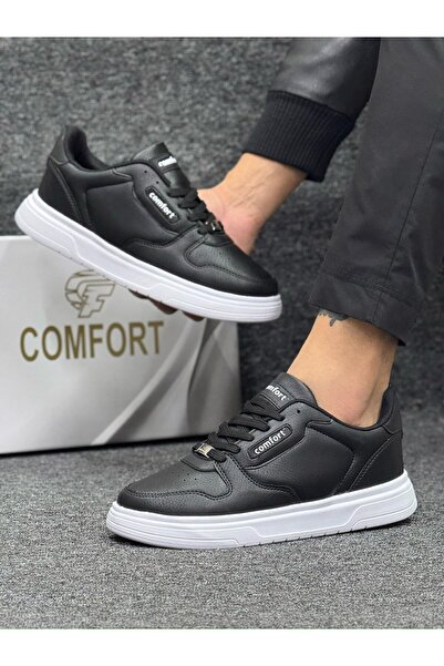 Comfort Ayakkabı حذاء رياضي كاجوال برباط أسود للرجال، حذاء رياضي مريح