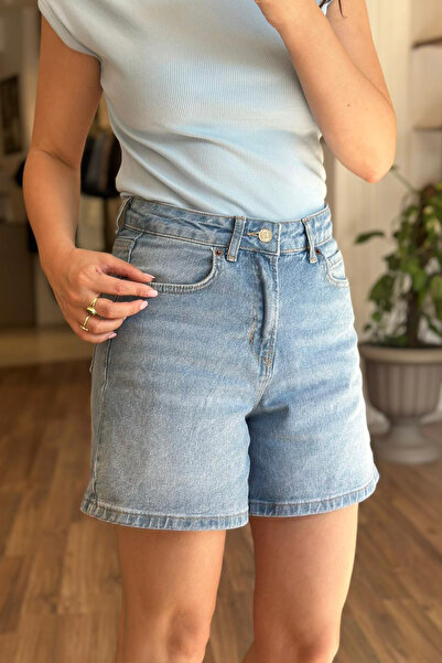 Unique Boutique Blue High Waist Lycra Denim Shorts