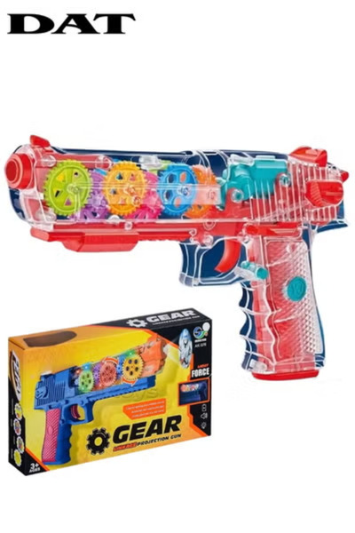 DAT Transparent Gear Projection Toy Gun with LED Lights & Sounds for Kids 3+ ...