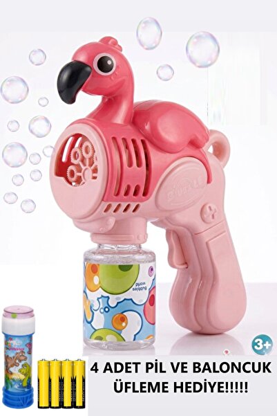 Pofika Flamingo,Timsah,Unıcorn Işıklı Köpük Tabancası (4 adet pil ve üfle bal...
