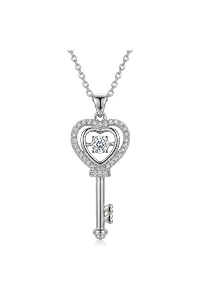 Black Season Zircon Key Pendant Gold Plated