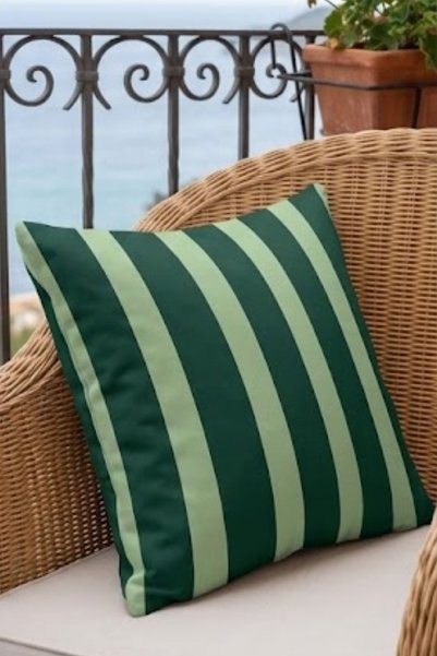 Atay Home Thick Striped Decorative Cushion Cover 43X43 cm Double Sided Green 1 Piece