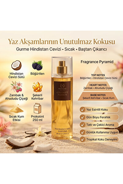 ROMANO PREMIUM COCONUT PASSION VÜCUT SPREYİ 200 ML