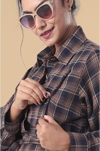 KIDONUS brown autumn check