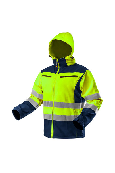 NEO Geacă de lucru Softshell Warning cu glugă, galben, mărimea XXXL