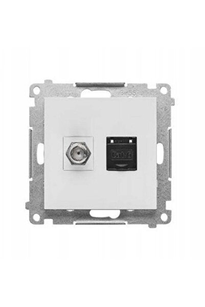 Kontakt-Simon Simon 55 Tip F” +RJ45 Cat.6 Mufă antenă (modul) Gri deschis Mat...