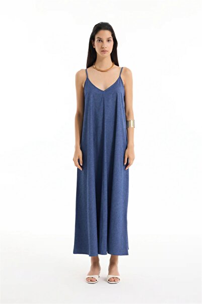 MU&ME BOUTİQUE Dress with Denim Look Midi