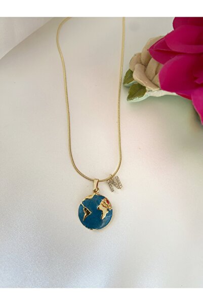 Asia by Leuvoié Asia by Leuvoie Zircon Stone N Letter World Necklace