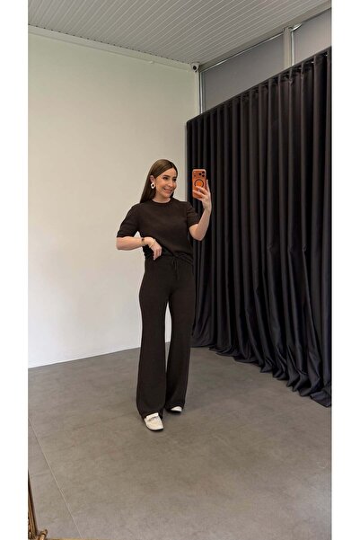 elif teke Nowfel Std Textured Knitwear Set Brown